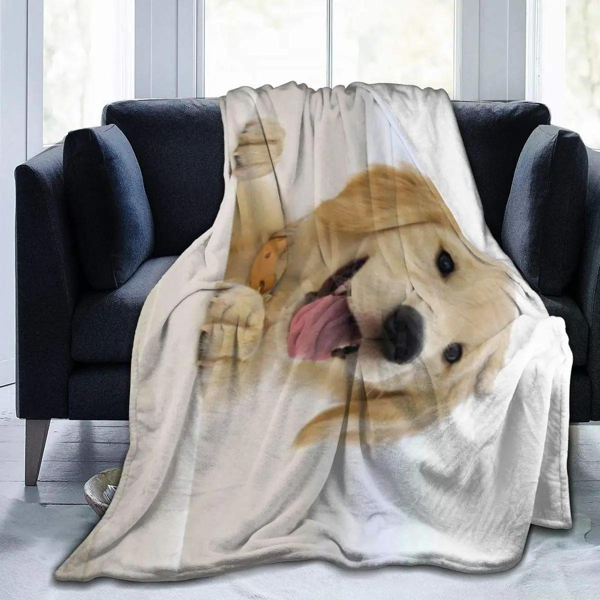 Golden Retriever Blanket Flannel Throw Blanket Super Soft Cozy Warm Blanket for Couch Chair Bed Sofa Office for Teens Adult Gift 130x150cm