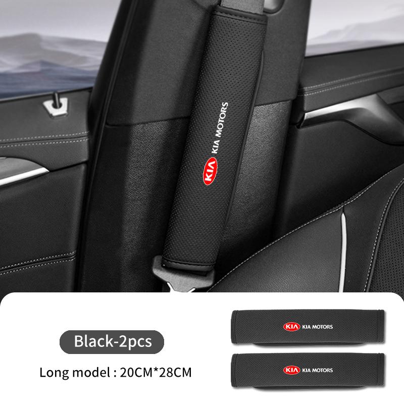 URDV7 Leather Car Logo Seat Belt Cover Shoulder Protective Interior Accessories For KIA Sportage Rio Ceed Niro Soul Stonic Picanto