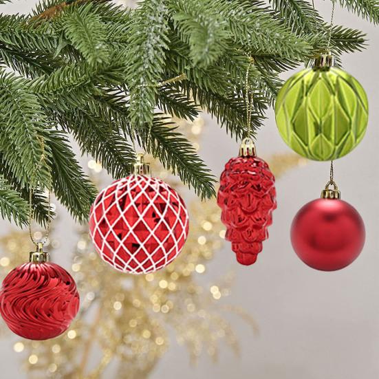 65 Pcs Christmas Balls Ornaments Red Green White Shatterproof Plastic Balls Ornaments with Merry Christmas Sign for Xmas Tree Party Home Decor