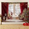 Decorațiune de Petrecere de Ziua Crăciunului Tapiserie Scenă de Iarnă cu Zăpadă Ghirlandă Brad de Crăciun Peisaj de Fereastră Agățat de Perete Decorațiune pentru Casă