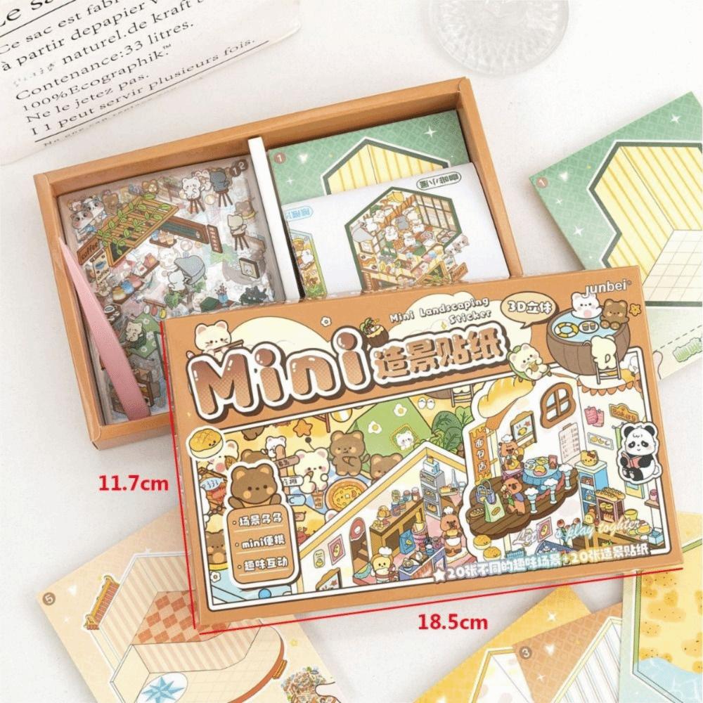 PET 3D Landscape Sticker Book DIY Sticker Cabin Scene Cute Miniature Scene Book  for Kids