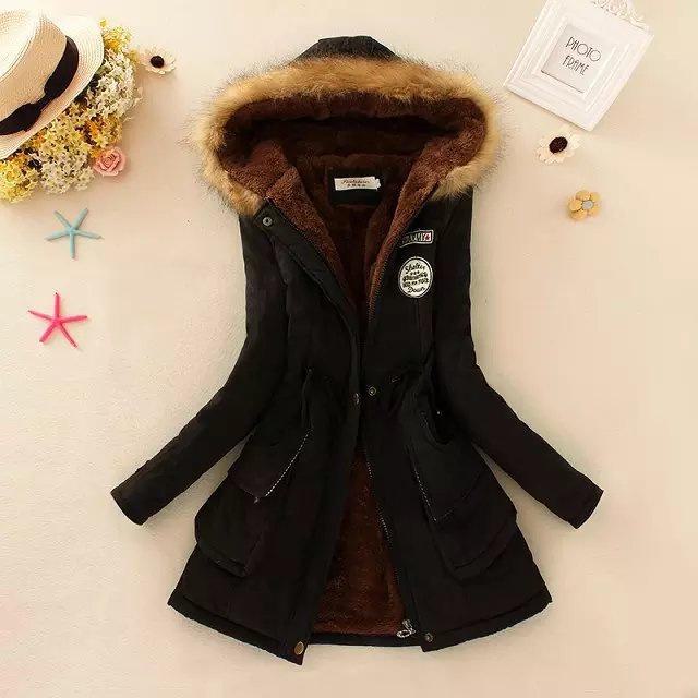 2024 Autumn/Winter Korean Style Slim Waist Hooded Military Cotton Coat for Women