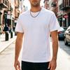 Men Crew Neck T-shirt Set-in Shoulder Solid Color Tee Breathable Loose Fit Casual Stylish Tee Shirt for Daily Life Street Office