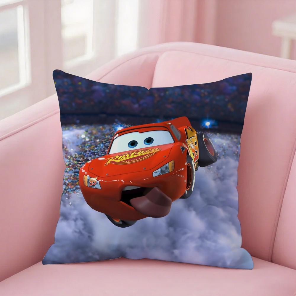Federa Cuscino Quadrata Stampa Fronte-Retro Corto Peluche Copricuscino Divano Camera da Letto Comodino Cartoon Auto Saetta M-McQueen MNS P
