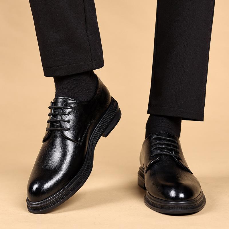 Height-increasing Shoes Men's 8cm Low-top Breathable Business Dress Inner Height-increasing Leather Shoes British Height-increasing Pointed Wedding