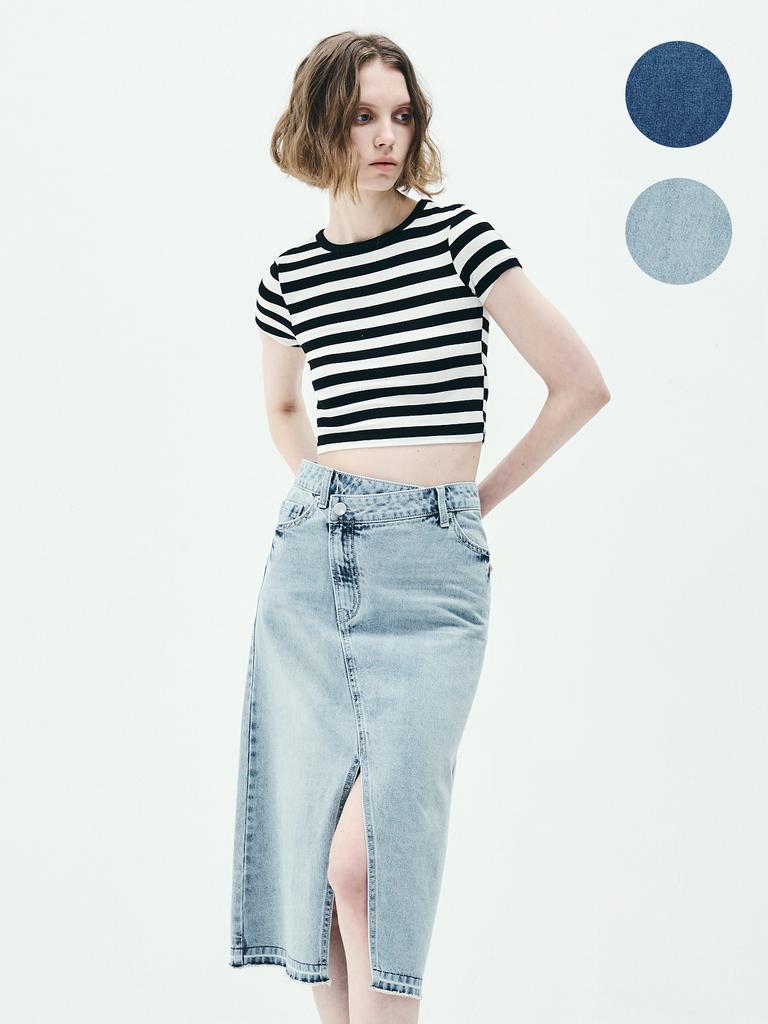 Lam Ras5014 Asymmetrical Aline Denim Skirt