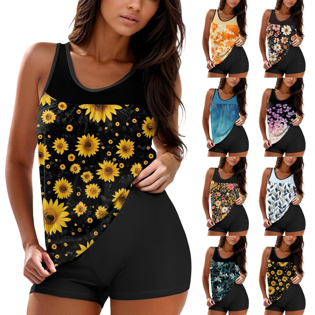 Women Swimsuit With Shorts Flowy Two Piece Swimsuits Bathing Swimwear