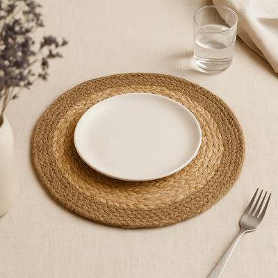 Jute Cotton Placemat 30cm Natural Border