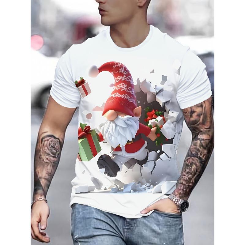 

Літня Креативна Мода Футболка з Принтом у Стилі Санта-Клауса Повсякденна Мода Вільна Універсальна Зручна Чоловіча Футболка M білий