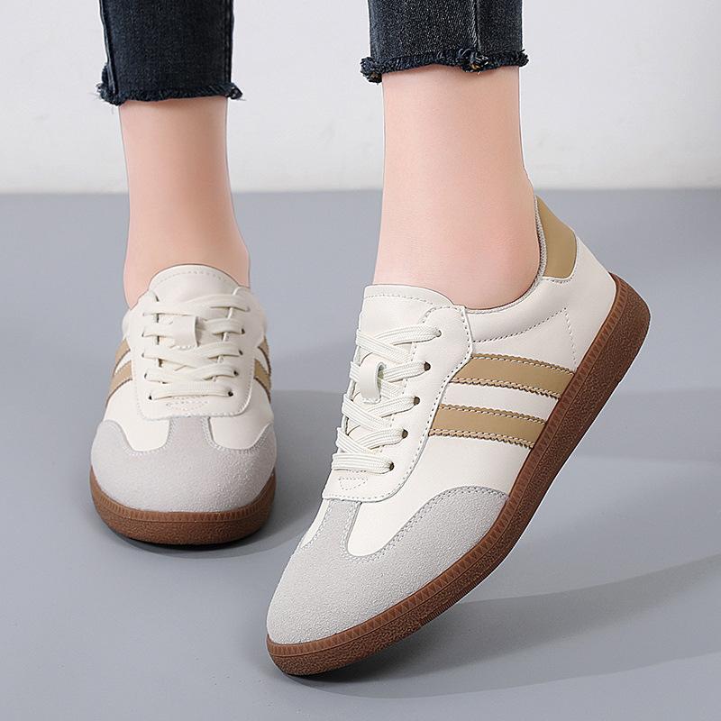 Korean Version of German Training Shoes for Women In Spring New Flat-soled Retro Color-blocking Casual Sports Versatile Board Shoes