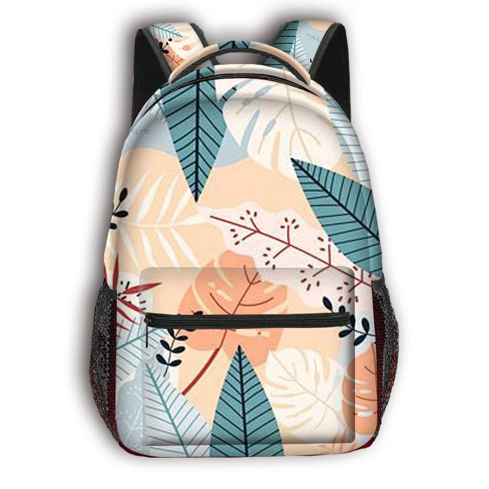 

Cartoon Kpop Youthful School Bags Unisex Flowers Leaves Travel Bags 3D Print Oxford Waterproof Notebook Shoulder Backpacks бежевый