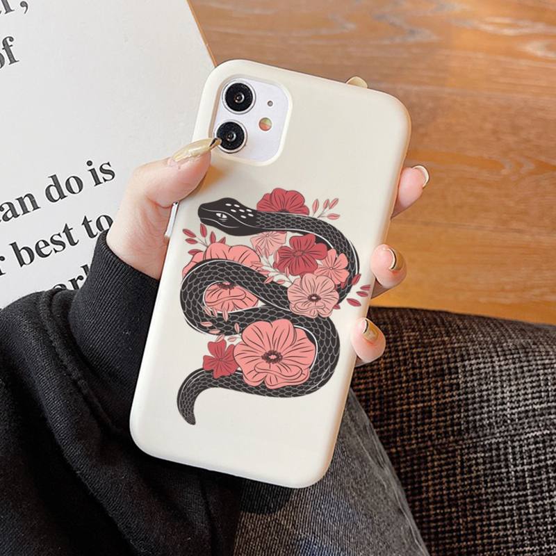 

Чехол для телефона Цветок змеи Змеиная живопись Мягкий однотонный для iPhone 11 12 13 mini pro XS MAX 8 7 6 6S Plus X XR 7 plus or 8 plus