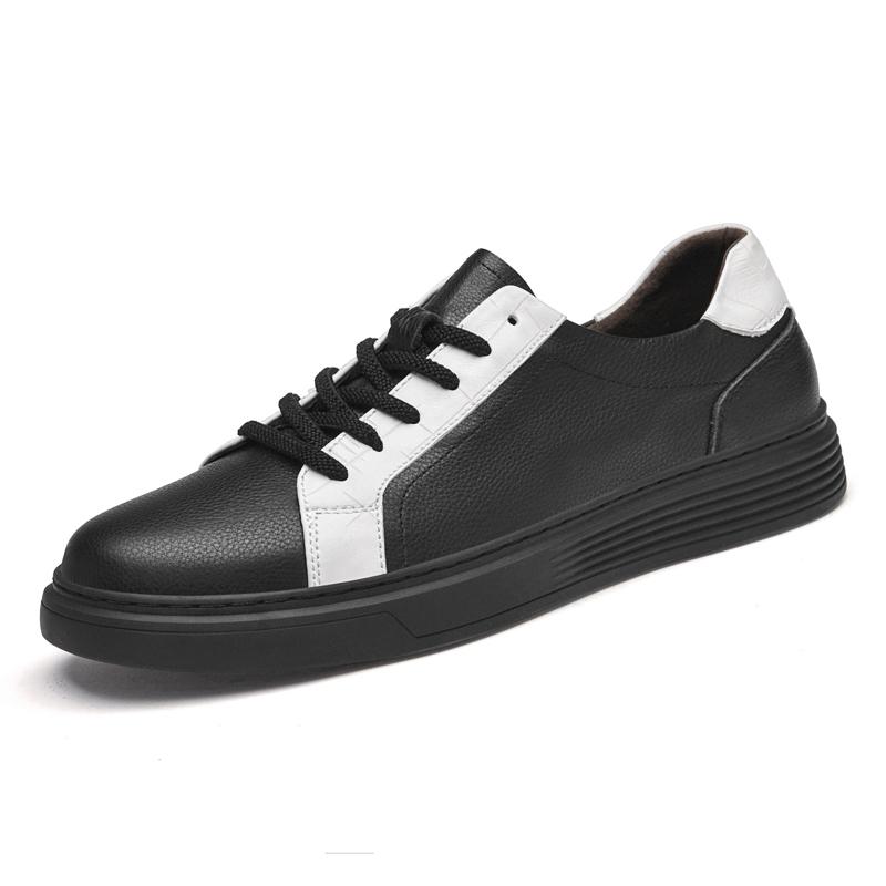 Fashion Luxury Brand White Black Men Casual Shoes Genuine Leather Skateboard Shoes Simple Man Leisure Sneakers Walking Footwear Trainers