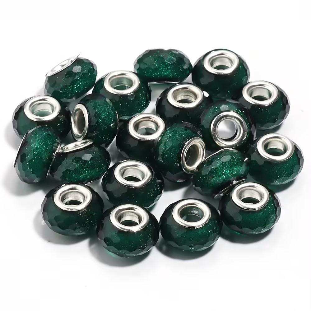 20pcs 14x9mm Resin Beads Multicolor Faceted Big Hole Loose Spacer Beads For Jewelry Making DIY Bracelets Keychain Accessories