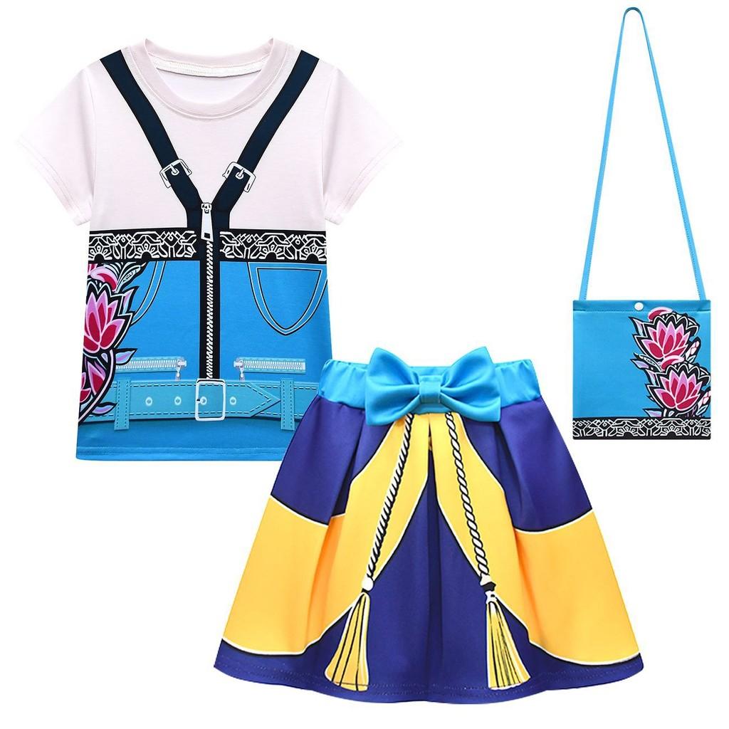 

Детский Девочки Аниме Мультяшный ПОП Певец Супер Звезда Принт Футболка Юбка Сумка Комплект Наряд Ролевая Игра Хэллоуин Косплей Костюмы 160Cm