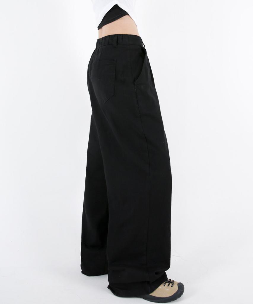 UMM Women'S Pintuck Back Elastic Wide Stretch Pants 3 Colors