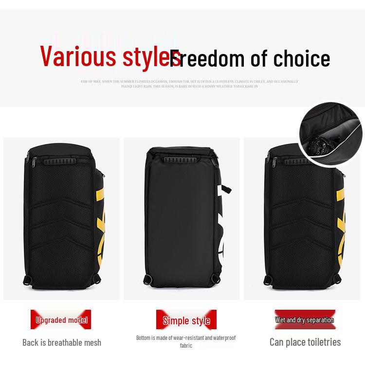 Large Waterproof Travel Bag with Wet/Dry Separation for Sports, Yoga, Swimming, Fitness, Student or Business Trips