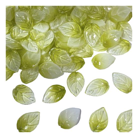 50Pcs Glass Camellia Tea Pendant 26 x 18mm Leaf Size DIY Jewelry Making Beads Set for Necklaces Bracelets Earrings