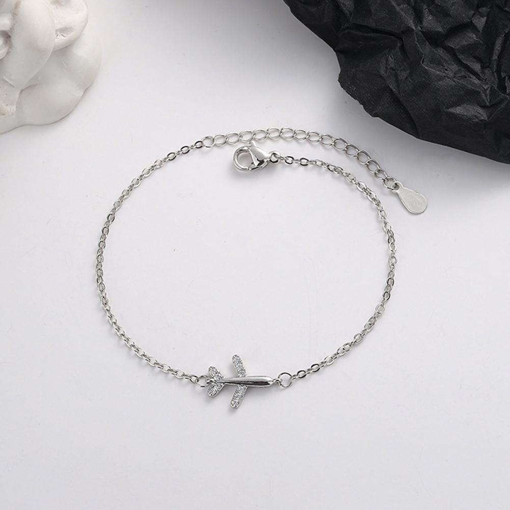 Simple Shiny Aircraft Bracelet Versatile Fashionable Silvery Alloy Bracelet Women Hand Jewelry Accessory