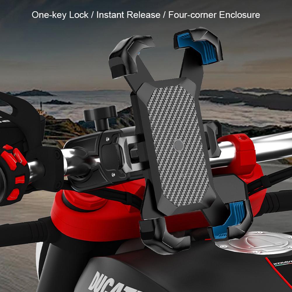 Bike Motorcycle Handlebar Phone Mount 360° Rotating Anti-slip Adjustable Cycling Cell Phone Holder Navigation Bracket