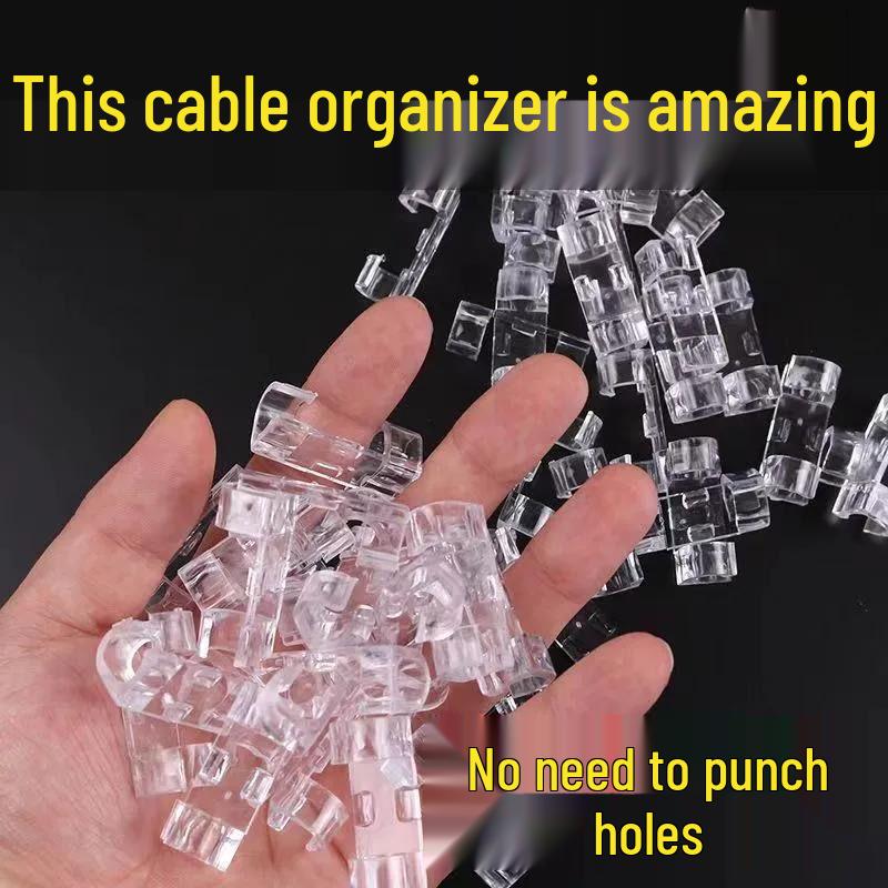 

Бесследный органайзер для кабелей без пробивки: Самоклеящийся фиксатор проводов и роутер для домашнего хранения Transparent Medium 20 pcs [OPP Bag]