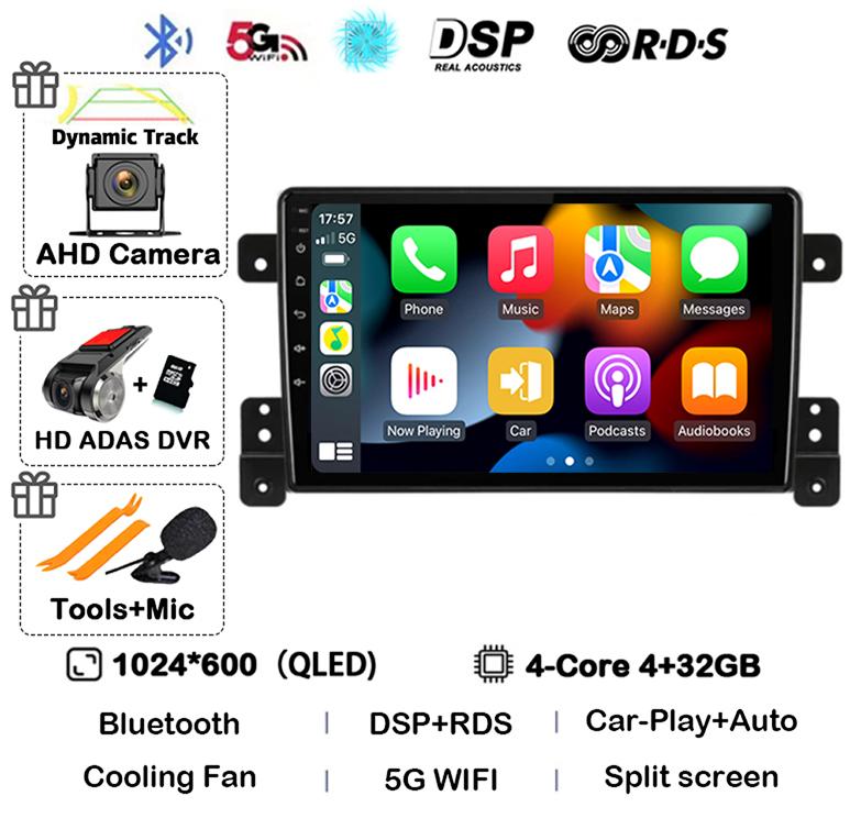 Android 14 Carplay Auto 4G+WiFi DSP For Suzuki Grand Vitara 2005-2015 Car Radio Multimedia Video Player GPS Head Unit Stereo BT