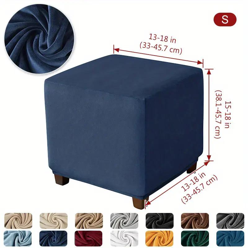 Premium 1PC Soft Velvet Ottoman Stool Cover Stretch Square Footstool Covers Living Room All-inclusive Footrest Slipcovers housse de pouf