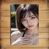Anime Metal Wall Art Sign Iron Plate Female Portrait Decor for Home Cafe Bar
