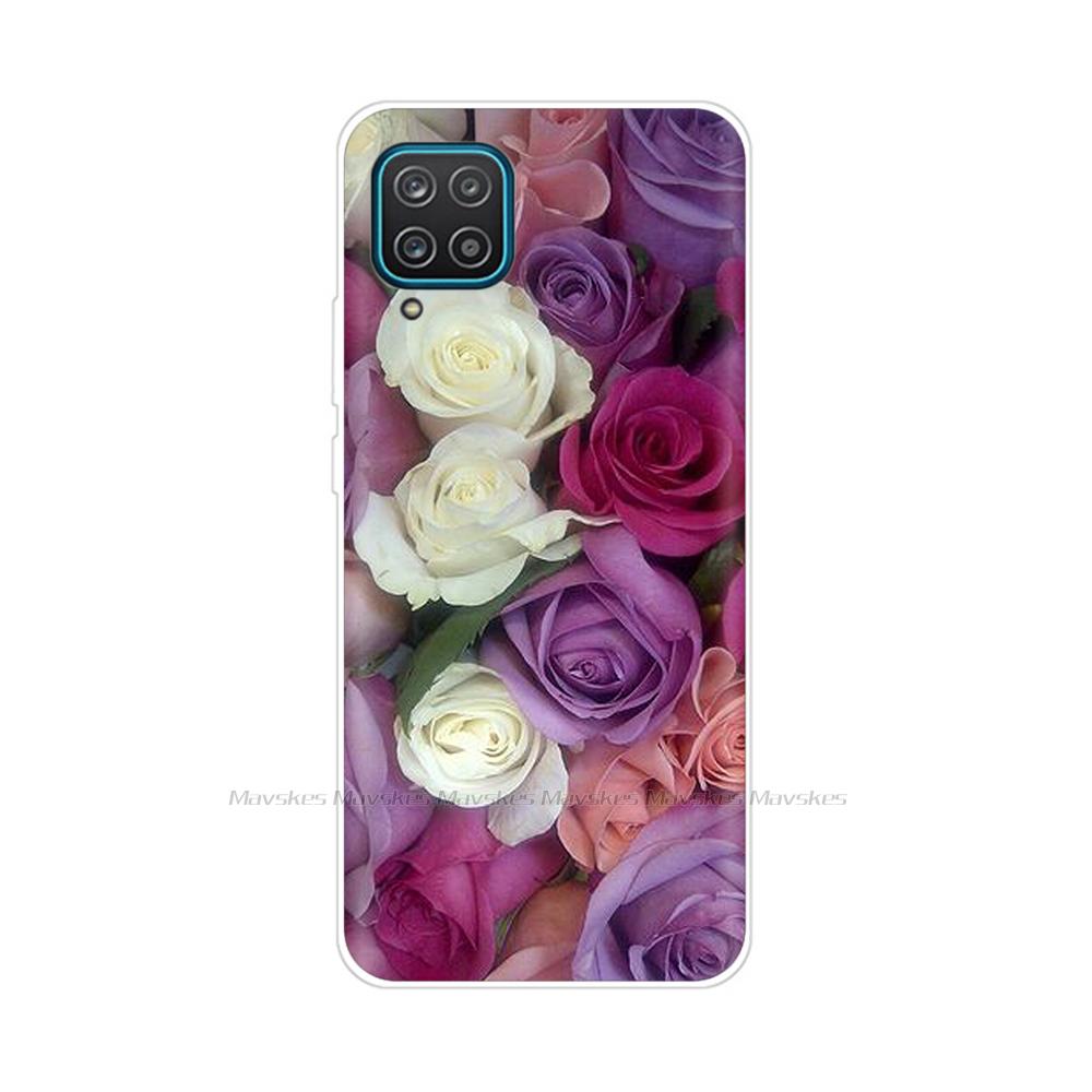 Soft Silicon Cover For Samsung Galaxy A12 Case Cute Flower Cat Bumper For Samsung A12 Phone Case Cover For Samsung A12 A 12 6.5"