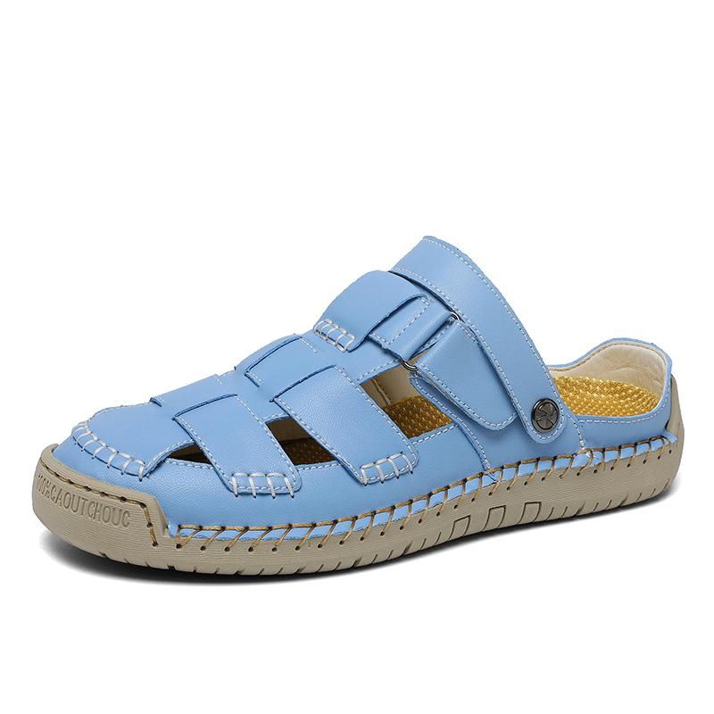 

Large size 2025 summer new sandals fashion women s breathable one-word drag trend wear semi-drag lazy shoes 44 синий