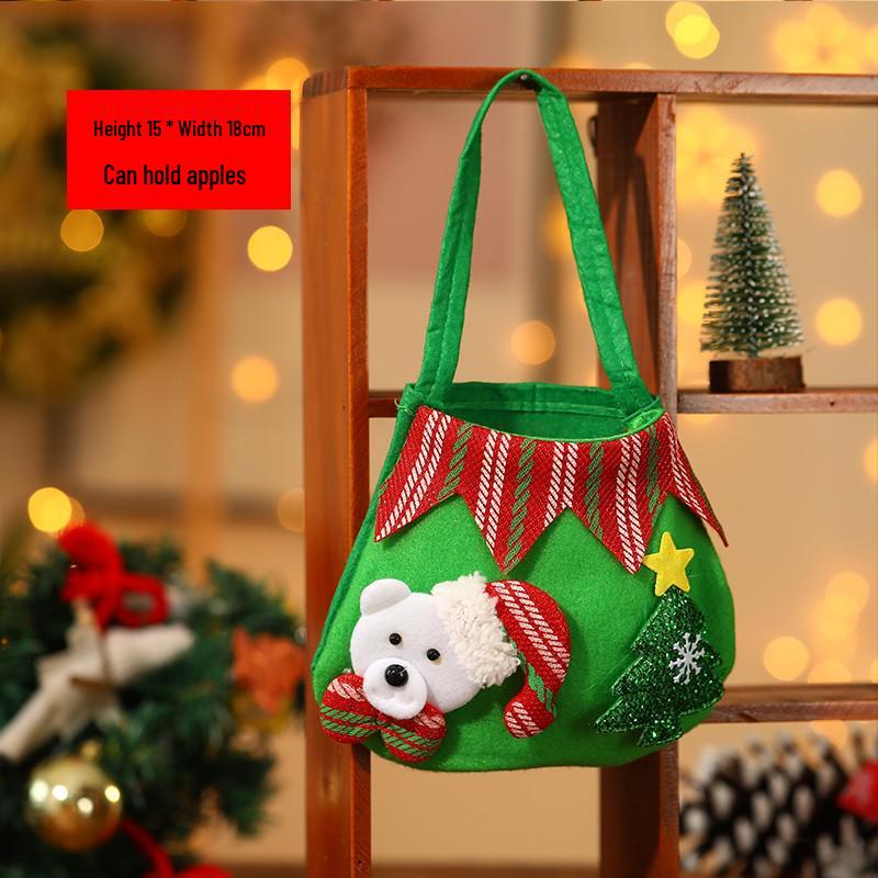 Cartoon Christmas Drawstring Gift Bag with Stickers, Candy & Apple Holder for Kids