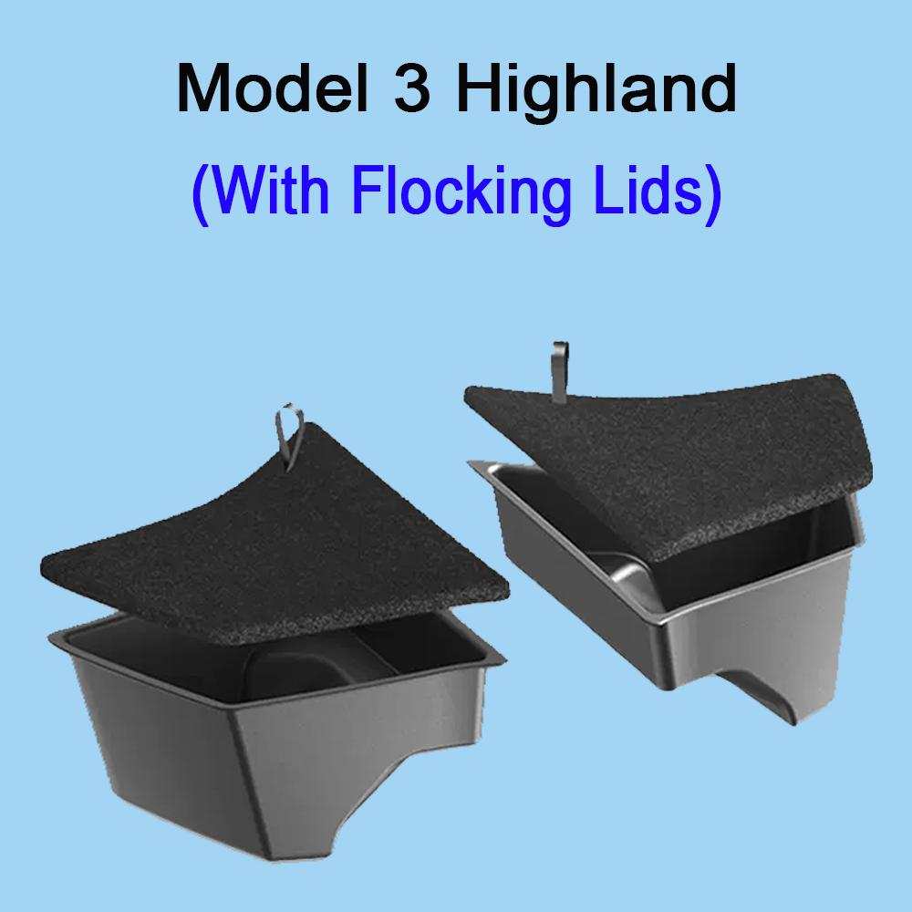 For 2025 2025 Tesla Model 3 Highland Rear Trunk Side Storage Box with Cover Tail Boot Organizer Mat Pad Decoration Accessories