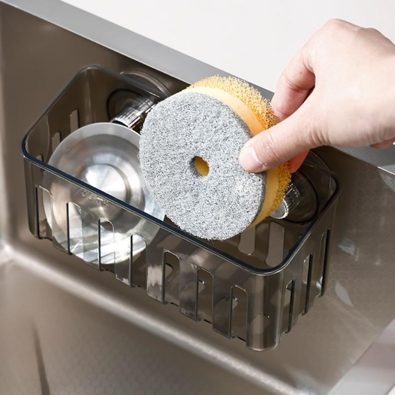 Plastic Sink Edge Storage Rack Featuring Strong Suction Cups for Efficient Dishcloth Drying and Countertop Organization