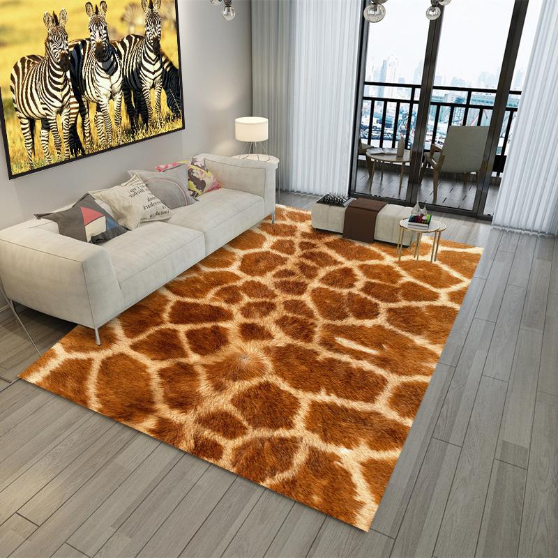 Imitation Fur Pattern Carpet 3D Printing Animals Bedroom Full of Tea Table Blanket Simple Bedside Carpet Customized Floor Mat