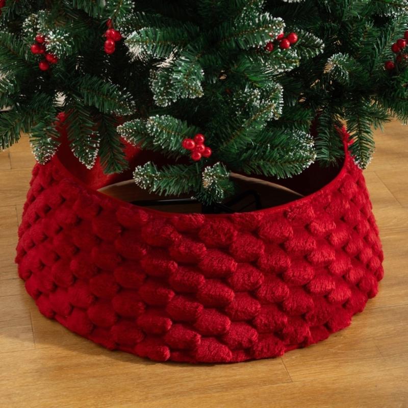 Soft Tree Bottom Cover Christmas Tree Skirt for Lower Hardware Coverage In Winter Room Display and Indoor Placement