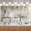 Spring Easter Floral Bunny Pink House Colorful Eggs Dessert Photography Background Kids Party Portrait Home Decor Photo Backdrop18