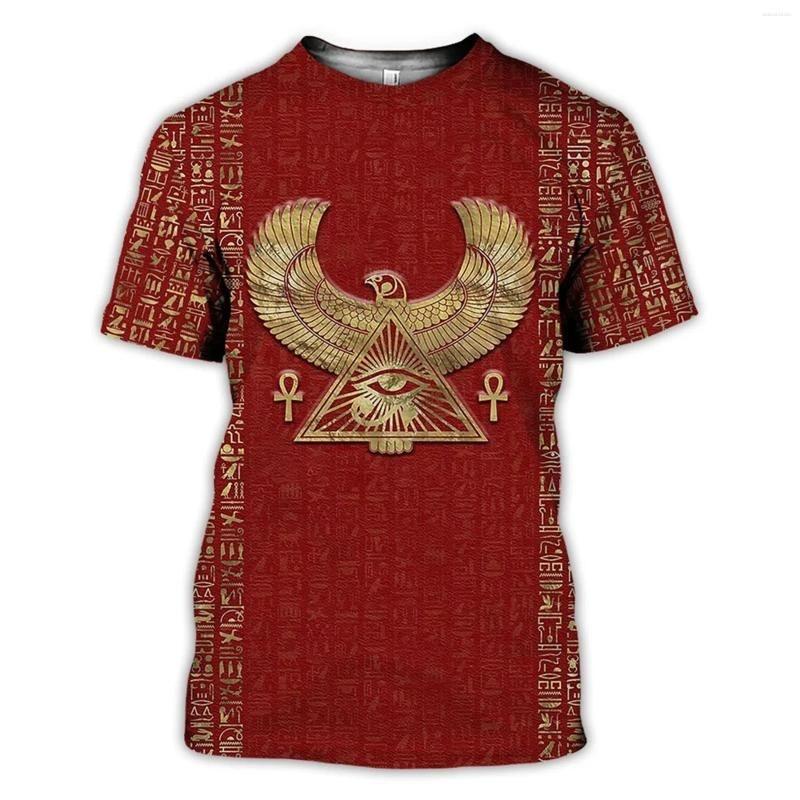 Ancient Egyptian Bird Graphic T Shirt For Men Pharaoh 3D Printed Tees Summer Fashion Short Sleeve Tops Loose O-Neck T-Shirts