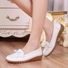 Women Genuine Leather Ballet Flats Elastic Soft Casual Walking Shoes Flat Pumps Comfortable Driving Shoes Mother Shoes
