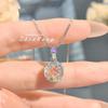 Women Jewelry Set Octagon Rose Cut Necklace Pendant with High Carbon Diamond Red Earrings Pink Ring