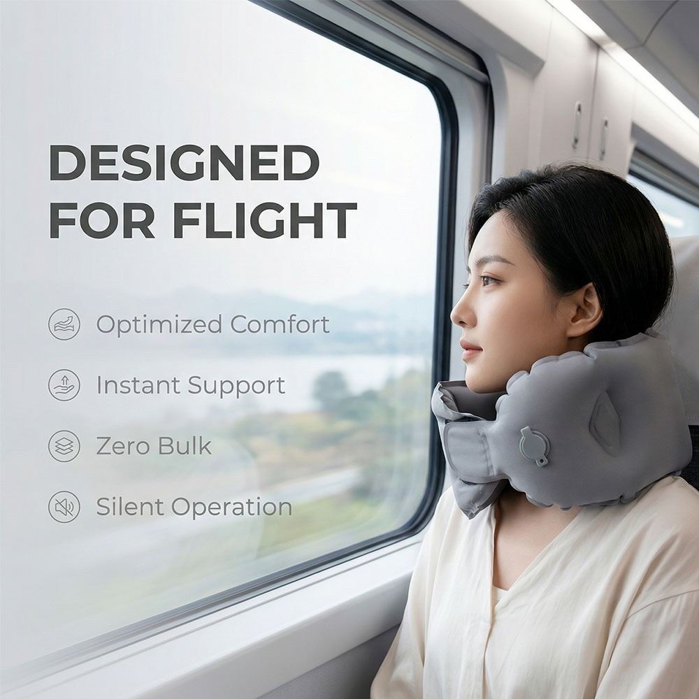 Breathable U-shaped Neck Pillow Comfortable with Storage Box Inflatable Travel Pillow Easy To Carry Soft Ring Neck Pillow