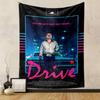 Neon-lit urban backdrop with retro typography and a lone central figure. Patterned tapestry for bedroom and living room home decor