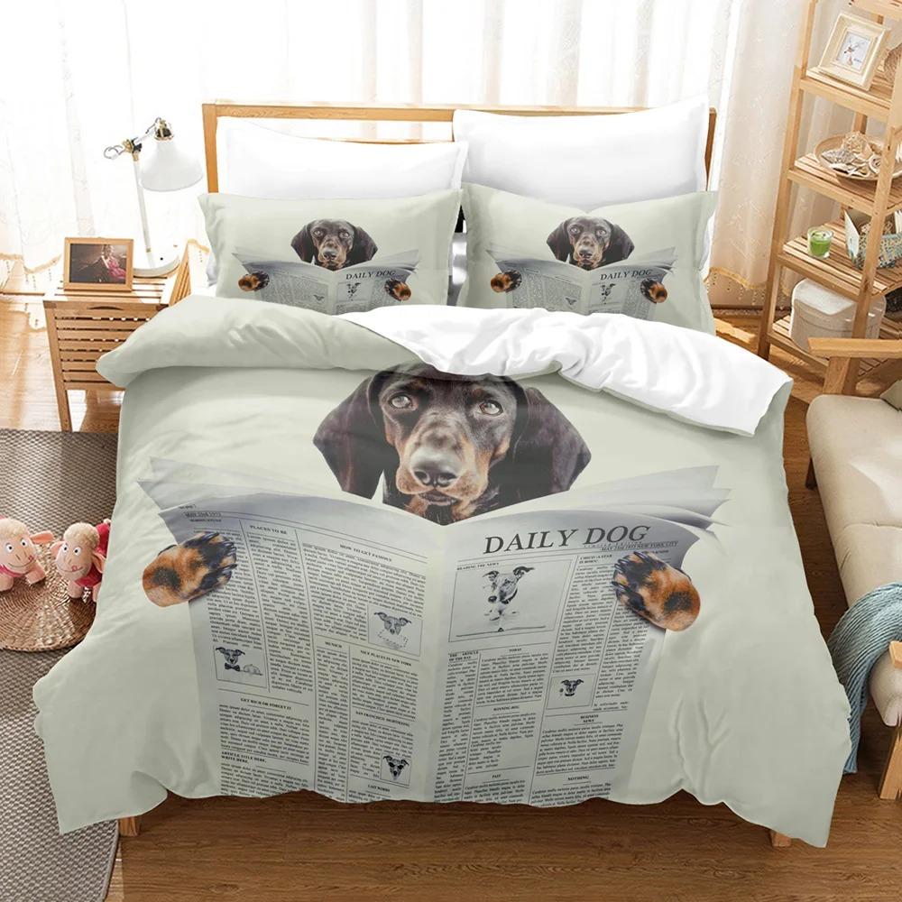 Cute Dog Bedding Set Single Twin Full Queen King Size Pet Dog Bed Set Teenager Bedroom Duvetcover Sets 3D Print