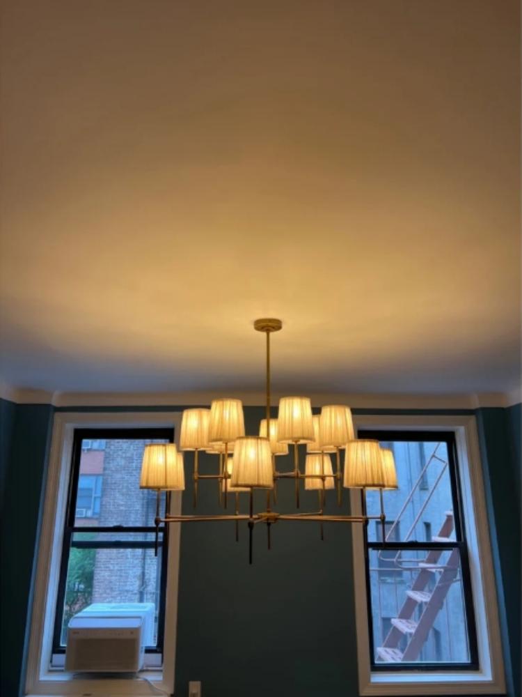 Vintage Nordic fabric LED Chandeliers copper living room dining table home decoration creative luxury interior pendant light