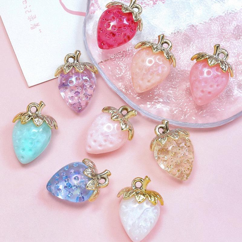 Large Transparent Acrylic Strawberry Pendant for DIY Jewelry Making