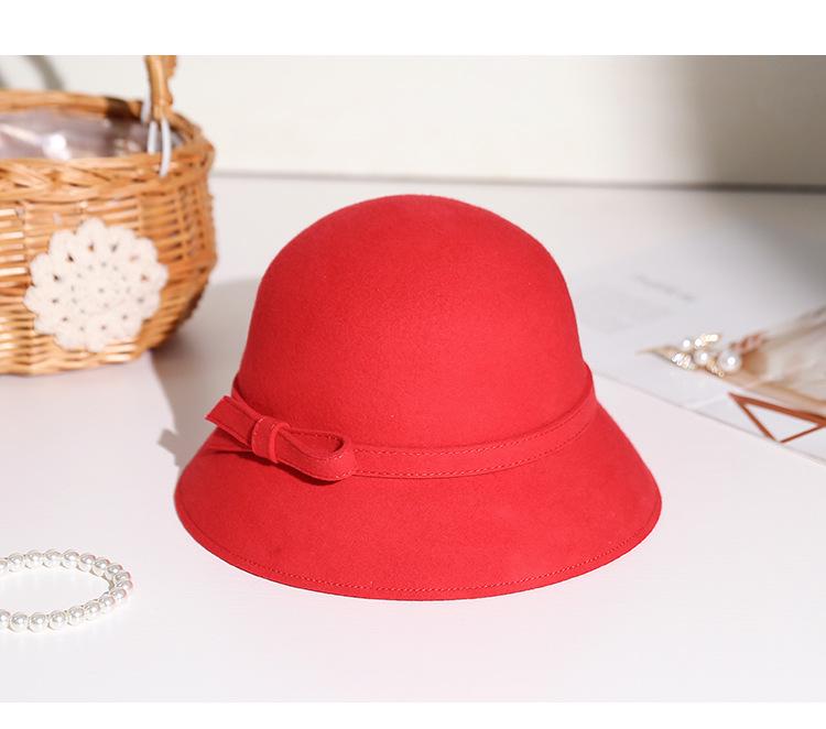 2025 Women's Autumn/Winter Hepburn Style Wool Felt Fedora Bucket Hat