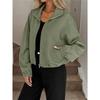 Womens Winter Coat High Neck Zip Drawstring Hem Pocket Loose Baseball Jacket For Fall And Winter Casual Style Outerwear