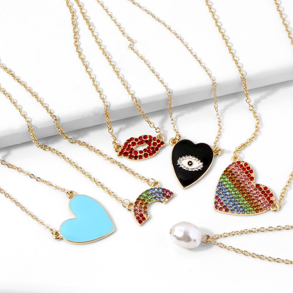 Stunning Drip Multicolor Heart Pendant Necklace For Unique And Accessories Trendy