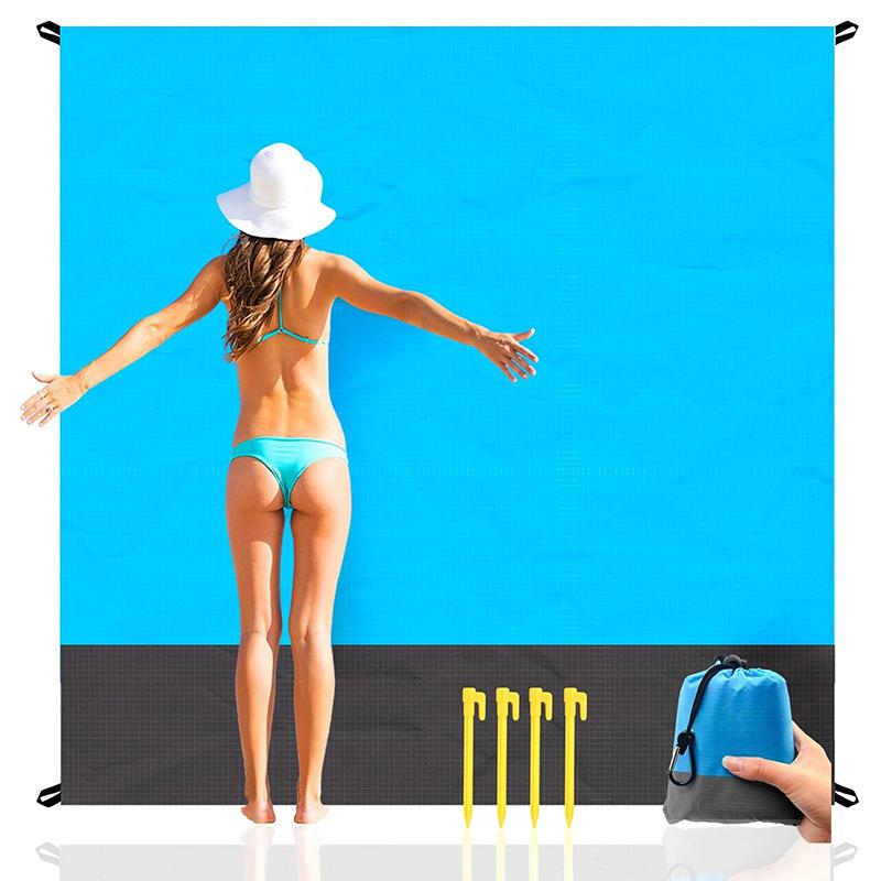 Sandproof Portable Beach Blanket, Waterproof Foldable Large Lightweight Mat for Picnic & Camping