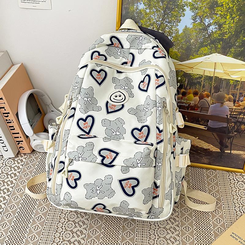 

Новый высокоценный рюкзак нишевого дизайна с мишкой любви, женский, для студенток колледжа, учениц средней школы, большой вместимости, школьный чёрный