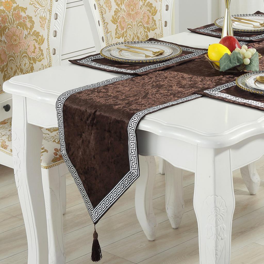 Chinese Table Runner Modern European Jacquard Table Runner Simple Fashionable Solid Color Light Luxury for Party Home Decoration